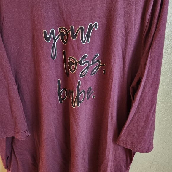 Lane Bryant Graphic Purple Relaxed Casual Tee Shirt Size 24 - Picture 3 of 5